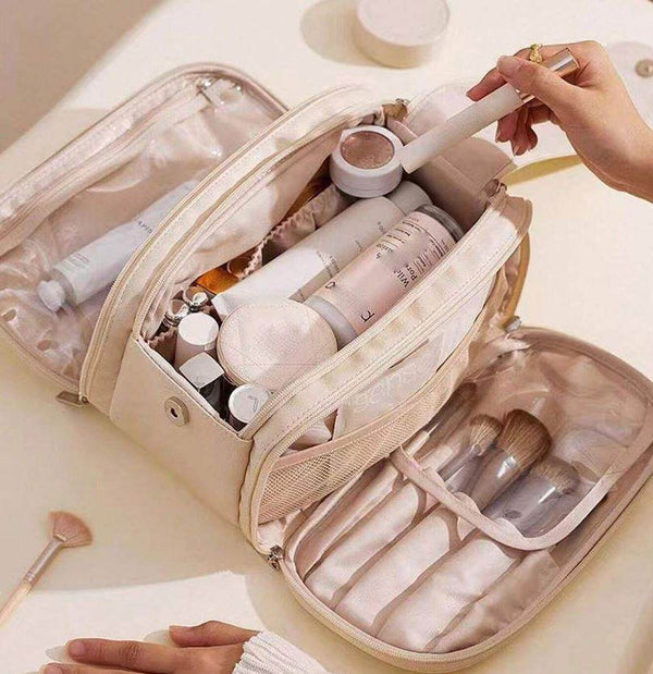 Large-capacity travel makeup bag, included in Glam Pack A only; makeup items shown not included