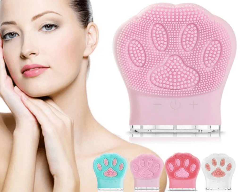Cat paw shaped silicone facial cleansing device; one included wherever named in the selected pack, colour may vary