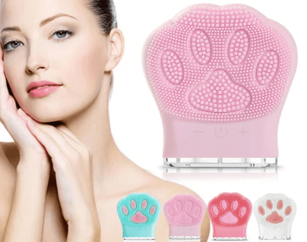 Cat paw shaped silicone facial cleansing device; one included wherever named in the selected pack, colour may vary